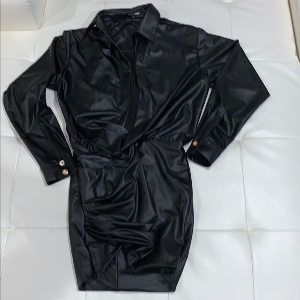 Black leather Fashion Nova dress